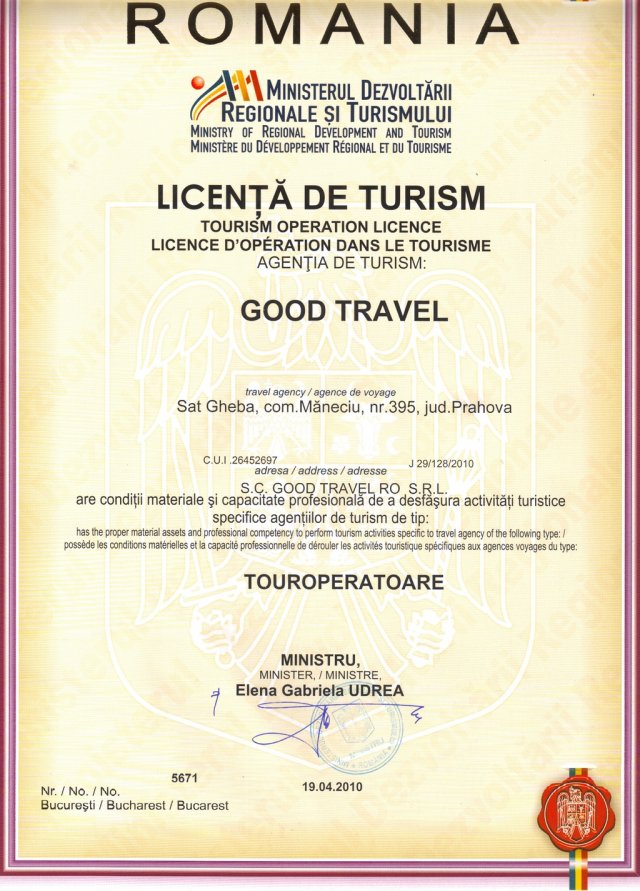 Procedura privind obtinerea Licenței de Turism